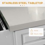 Portable Rolling Kitchen Island Cart with Stainless Steel Top