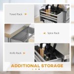 Portable Rolling Kitchen Island Cart with Stainless Steel Top