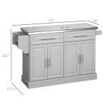 Portable Rolling Kitchen Island Cart with Stainless Steel Top