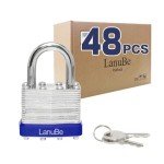48 Pack of Keyed Alike Padlocks, Blue Plastic