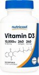 Nutricost Vitamin D3 10,000 IU, 240 Capsules - Potent