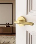 Gold Reversible Privacy Door Handles 4 Pack, Keyless