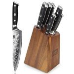 SHAN ZU 7-Piece Damascus Chef Knife Set