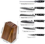 SHAN ZU 7-Piece Damascus Chef Knife Set