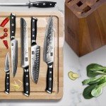 SHAN ZU 7-Piece Damascus Chef Knife Set