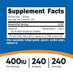 Nutricost Vitamin E 400 IU, 240 Softgel Capsules
