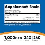 VIP Smart Shopper: Nutricost Folic Acid 1000 mcg Capsules
