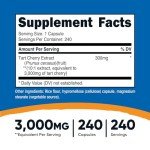 Tart Cherry Extract 3000mg, 240 Vegetarian Capsules