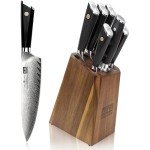 SHAN ZU 7-Piece Damascus Kitchen Knife Set