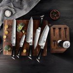 SHAN ZU 7-Piece Damascus Kitchen Knife Set
