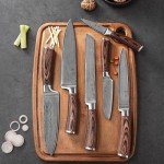 Wakoli Edib Damascus Chef Knife Set - 6pcs