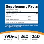 Nutricost Betaine HCl + Pepsin 790mg, 240 Capsules