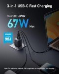 Anker 67W USB C GaN Charger, 3-Port VIP useful for MacBook, iPad, iPhone, Galaxy