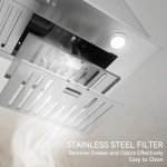 Hermitlux 30" Stainless Steel Range Hood, 3 Speed