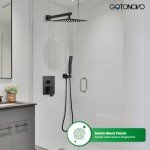Rainfall Bathroom Shower System with Handle Set - Matte Black