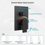 Rainfall Bathroom Shower System with Handle Set - Matte Black