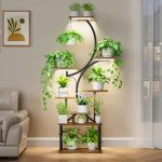 8-Tiered Indoor Plant Stand with Grow Lights, 62"" Tall
