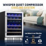 24" Stainless Steel Wine Cooler, 46 Bottle Dual Zone