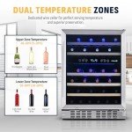 24" Stainless Steel Wine Cooler, 46 Bottle Dual Zone