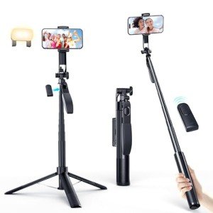 67" Selfie Stick Tripod with Remote and Light