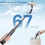 67" Selfie Stick Tripod with Remote and Light