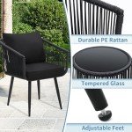 Kromax 3-Piece Patio Rattan Bistro Set, Black