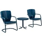 Crosley Furniture Retro Metal Seating Set - Navy