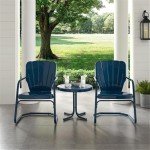 Crosley Furniture Retro Metal Seating Set - Navy