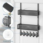 12 Hook Over The Door Organizer with 2 Baskets