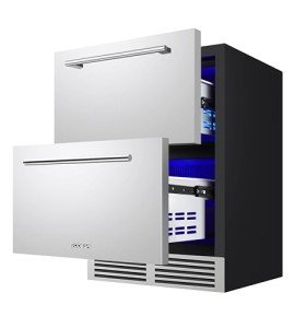 24" Under Counter Double Drawer Stainless Steel Fridge