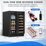 Dual Zone Wine Cooler for Drinks, Freestanding Stainless Steel