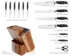 BRODARK 15-Piece Professional Chef Knife Set with Sharpener