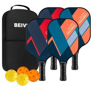 BEIVES Fiberglass Pickleball Paddle Set for Men and Women