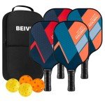 BEIVES Fiberglass Pickleball Paddle Set for Men and Women