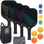 JoncAye Pickleball Set: 4 Paddles, Balls, Case, Accessories