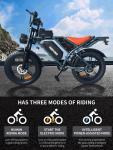 Electric Bike for Adult Peak 1500W MAX 48V/60Ah 160Mi+ 32MPH 20'' Fat Tire Ebike