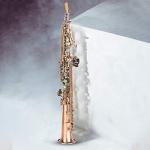 Antique Red Copper B Flat Saxophone Kit, Professional Soprano Straight Sax Musical Instrument with Carrying Bag