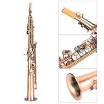 Antique Red Copper B Flat Saxophone Kit, Professional Soprano Straight Sax Musical Instrument with Carrying Bag