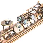Antique Red Copper B Flat Saxophone Kit, Professional Soprano Straight Sax Musical Instrument with Carrying Bag