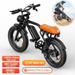 Fat Tire 20" Adult Electric Bike 1500W 48V 15.6Ah 33MPH Bicycle E-Mountain Bike