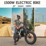 Fat Tire 20" Adult Electric Bike 1500W 48V 15.6Ah 33MPH Bicycle E-Mountain Bike