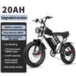 20" Fat TireElectric Bike 1500W 48V/20Ah Removable Battery Mountain Bike