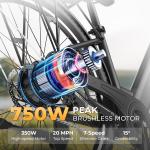 26" Electric Bike for Adults 750W Peak Motor, 50 Miles 20MPH & 7 Speed Ebike