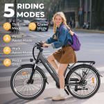 26" Electric Bike for Adults 750W Peak Motor, 50 Miles 20MPH & 7 Speed Ebike