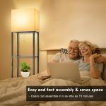 RUNTOP Plus Floor Lamp with Shelves, Shelf Lamp with 15W LED Bulb, 3 Colors, Memory Function, Wide Display Shelf for Collectibles Storge, Shelf Floor Lamps for Living Room, Standing Lamp for Bedroom