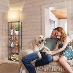 RUNTOP Plus Floor Lamp with Shelves, Shelf Lamp with 15W LED Bulb, 3 Colors, Memory Function, Wide Display Shelf for Collectibles Storge, Shelf Floor Lamps for Living Room, Standing Lamp for Bedroom