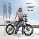Electric Bike Adult 1500W 30-60Mile 25MPH 20*4" Fat Tire Off-road Mountain Ebike
