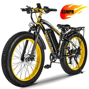 26"Fat Tire Electric Mountain Bike for Adults 1000W 33MPH 60Miles Cruiser E-bike