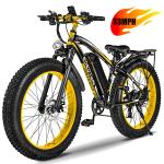 26"Fat Tire Electric Mountain Bike for Adults 1000W 33MPH 60Miles Cruiser E-bike
