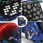 62 Keys 60 Bass Accordion, Button Accordions Educational Musical Instrument Suitable for Adult Beginners and Students, with Thicker Case and Accordion Shoulder Strap Acordeón Acordeones Para Adultos